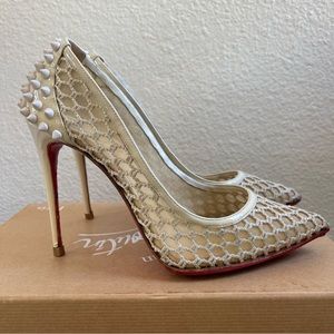 100% Authentic Christian Louboutin Guni Pumps 100 Spike Accent White Size 6.5